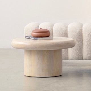 Table basse de salon ronde en bois de manguier D60 JUAREZ - HELLIN