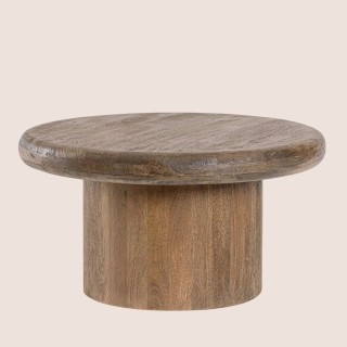 Table basse de salon ronde en bois de manguier D75 JUAREZ - HELLIN