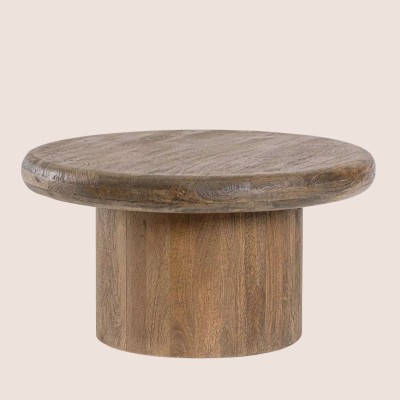 Table basse de salon ronde en bois de manguier D75 JUAREZ - HELLIN