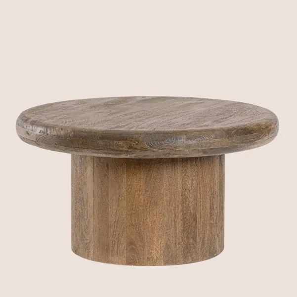 Table basse de salon ronde en bois de manguier D75 JUAREZ - HELLIN