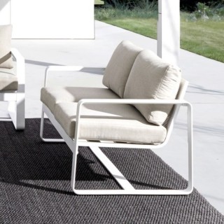 Canapé de jardin 2 places en métal et coussins tissu ETRETAT - HELLIN