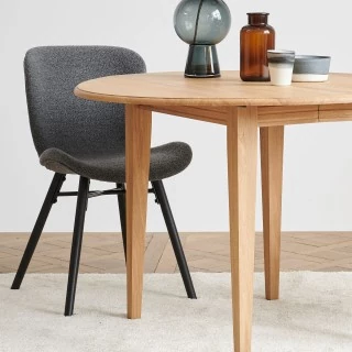 Chaises tissu bouclette gris anthracite et bois chêne (lot de 2) MATILDA - HELLIN