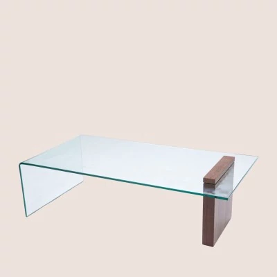 Table basse rectangulaire en bois et en verre L120 ELLY - HELLIN