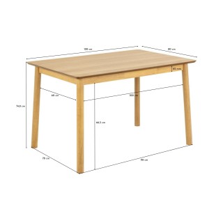 Table de salle à manger en bois naturel 4 places L120 IZIA - HELLIN