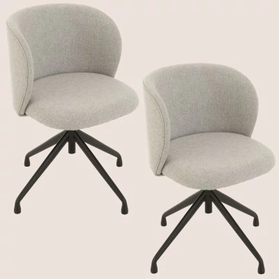 Lot de deux chaises pivotantes réglables en hauteur en lin MIA - HELLIN