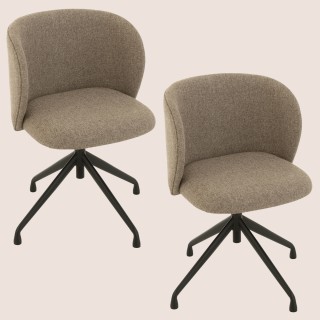 Lot de deux chaises pivotantes réglables en hauteur en lin MIA - HELLIN