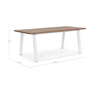 Table à manger de jardin rectangulaire en acacia et métal L160 OLERON - HELLIN