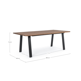 Table à manger de jardin rectangulaire en acacia et métal L160 OLERON - HELLIN