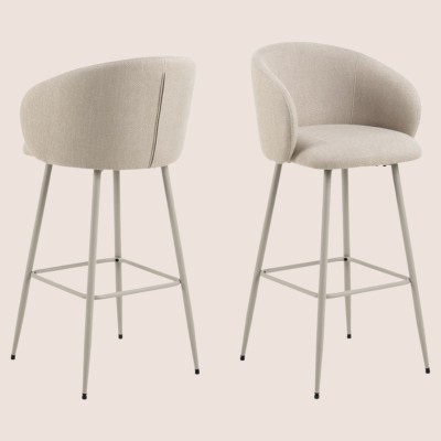 Tabourets de bar avec accoudoirs en tissu beige (lot de 2) BLAIR - HELLIN
