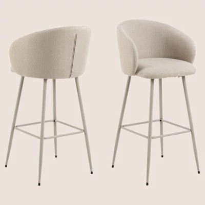 Tabourets de bar avec accoudoirs en tissu beige (lot de 2) BLAIR - HELLIN