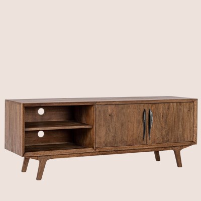 Meuble TV vintage en manguier 2 portes 2 niches L152 SHEILA - HELLIN