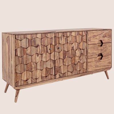 Buffet bas vintage en bois 2 portes et 3 tiroirs L145 LOCKE - HELLIN