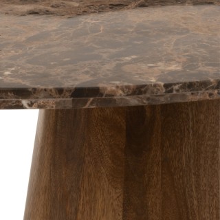 Table basse ovale en bois et marbre marron L130 ROTTERDAM - HELLIN