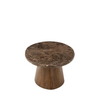 Table basse ovale en bois et marbre marron L130 ROTTERDAM - HELLIN