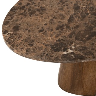 Table basse ovale en bois et marbre marron L130 ROTTERDAM - HELLIN