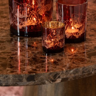 Table à manger ovale bois et marbre marron L210 10 places ROTTERDAM - HELLIN