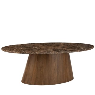 Table à manger ovale bois et marbre marron L210 10 places ROTTERDAM - HELLIN