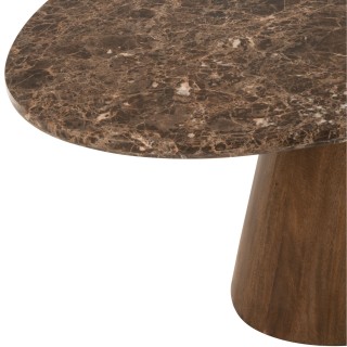 Table à manger ovale bois et marbre marron L210 10 places ROTTERDAM - HELLIN