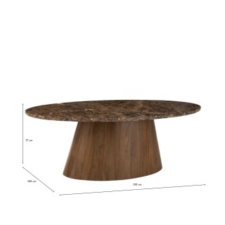 Table à manger ovale bois et marbre marron L210 10 places ROTTERDAM - HELLIN