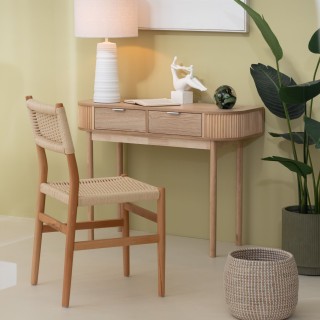 Chaises de salle à manger en bois et assise tressée (lot de 2) SOFIA - HELLIN