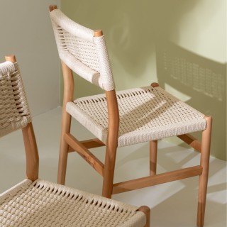 Chaises de salle à manger en bois et assise tressée (lot de 2) SOFIA - HELLIN