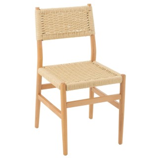 Chaises de salle à manger en bois et assise tressée (lot de 2) SOFIA - HELLIN