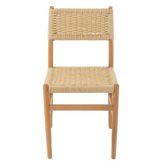 Chaises de salle à manger en bois et assise tressée (lot de 2) SOFIA - HELLIN