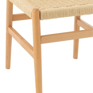 Chaises de salle à manger en bois et assise tressée (lot de 2) SOFIA - HELLIN