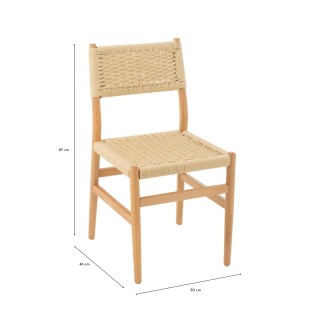 Chaises de salle à manger en bois et assise tressée (lot de 2) SOFIA - HELLIN