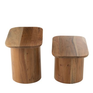 Table basses gigognes rectangulaires en acacia (set de 2) CATIA - HELLIN