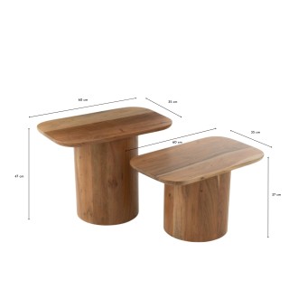 Table basses gigognes rectangulaires en acacia (set de 2) CATIA - HELLIN