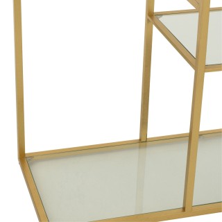 Etagère bibliothèque asymétrique en verre et métal doré BABEL - HELLIN