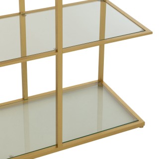 Etagère bibliothèque asymétrique en verre et métal doré BABEL - HELLIN