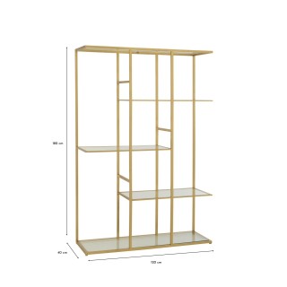 Etagère bibliothèque asymétrique en verre et métal doré BABEL - HELLIN