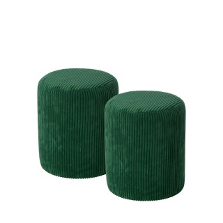 Poufs tabourets ronds en velours côtelé (lot de 2) CHARLISE - HELLIN
