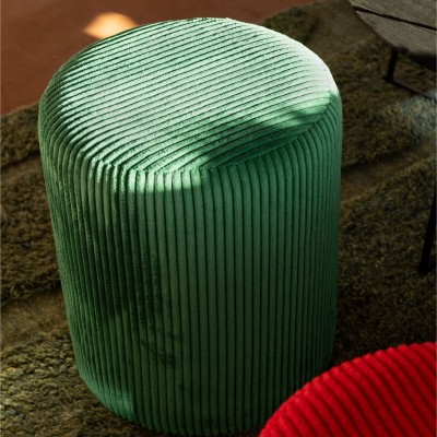 Poufs tabourets ronds en velours côtelé (lot de 2) CHARLISE - HELLIN
