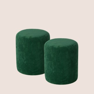 Poufs tabourets ronds en velours côtelé (lot de 2) CHARLISE - HELLIN