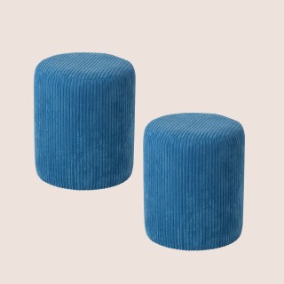 Poufs tabourets ronds en velours côtelé (lot de 2) CHARLISE - HELLIN