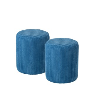 Poufs tabourets ronds en velours côtelé (lot de 2) CHARLISE - HELLIN