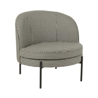 Fauteuil rond en tissu pied-de-poule noir et blanc POULEA - HELLIN