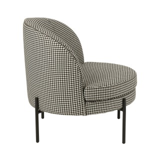 Fauteuil rond en tissu pied-de-poule noir et blanc POULEA - HELLIN
