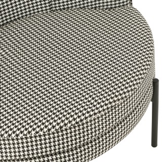 Fauteuil rond en tissu pied-de-poule noir et blanc POULEA - HELLIN