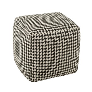 Poufs carrés en tissu pied-de-poule noir et blanc (lot de 2) POULEA - HELLIN