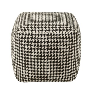 Poufs carrés en tissu pied-de-poule noir et blanc (lot de 2) POULEA - HELLIN