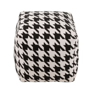 Poufs carrés pied-de-poule large noir et blanc (lot de 2) POULEA - HELLIN