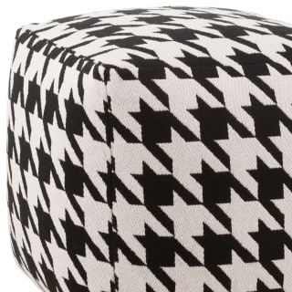 Poufs carrés pied-de-poule large noir et blanc (lot de 2) POULEA - HELLIN