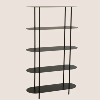 Etagère bibliothèque en métal noir 5 tablettes OVALO - HELLIN