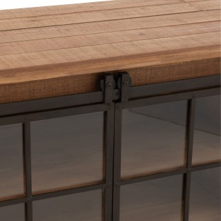 Meuble TV en bois et métal 4 tiroirs 2 portes coulissantes L160 MIRA - HELLIN