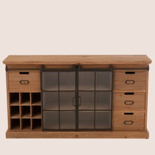 Buffet en bois et métal 4 tiroirs 2 portes coulissantes MIRA - HELLIN
