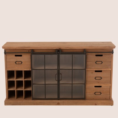 Buffet en bois et métal 4 tiroirs 2 portes coulissantes MIRA - HELLIN